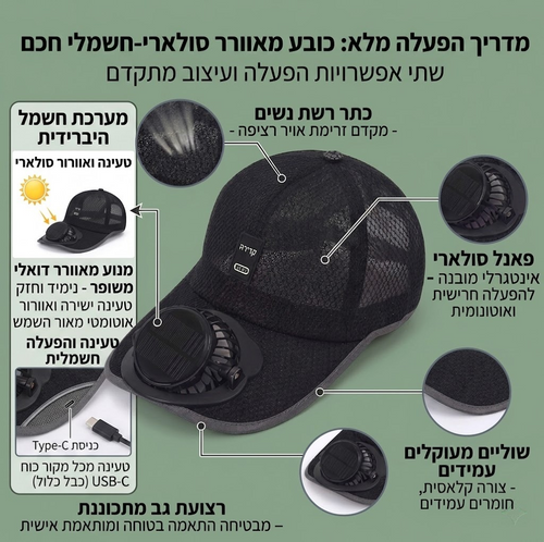 כובע מאוורר סולרי
