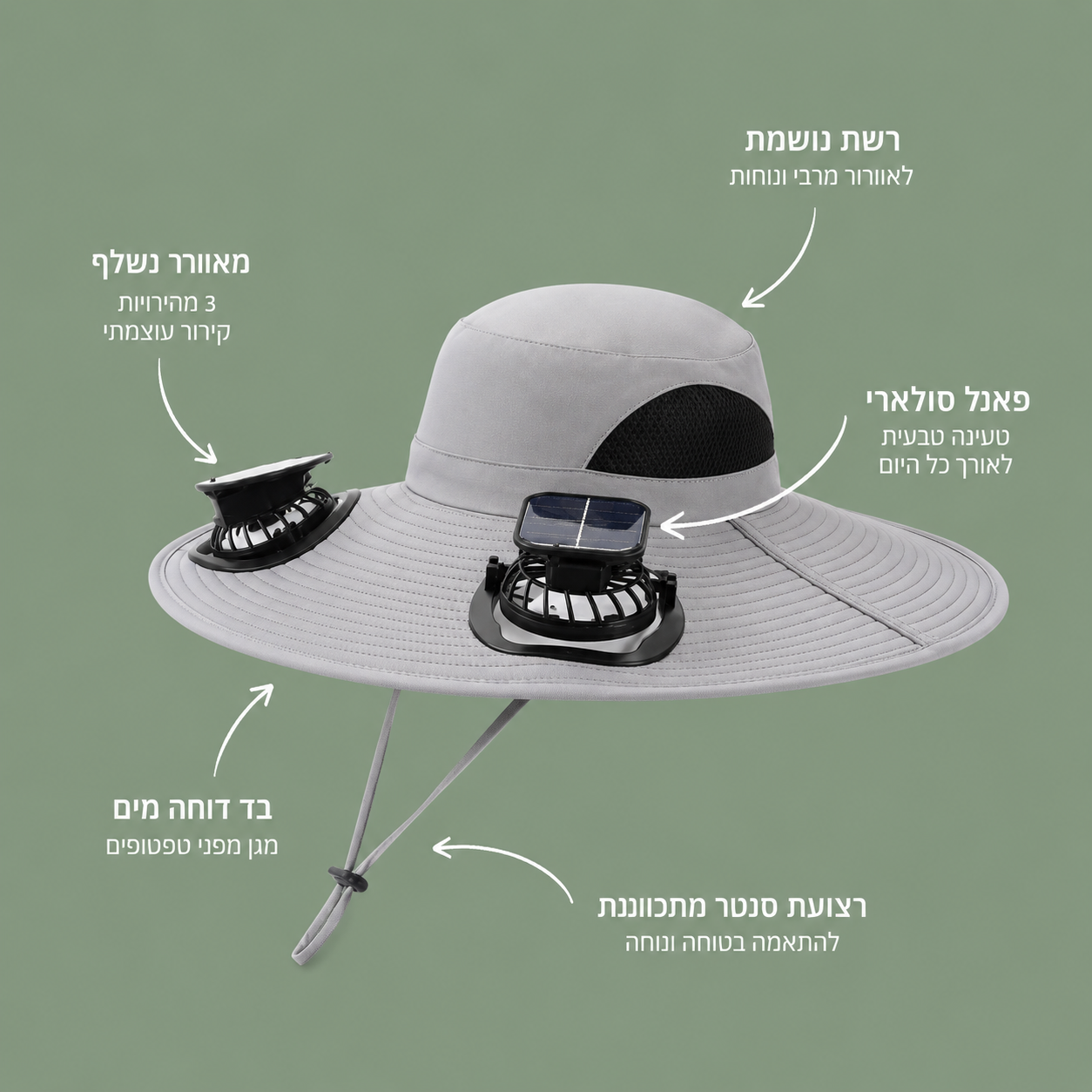 כובע מאורר סולארי רחב